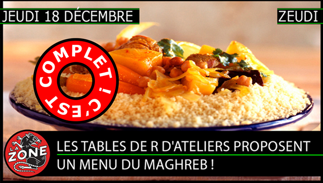 Les tables de R d’ateliers proposent un menu du maghreb !