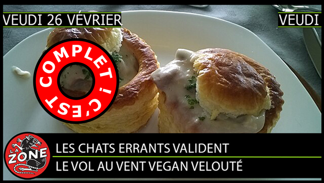 Les Chats Errants valident le Vol au Vent Vegan Velouté
